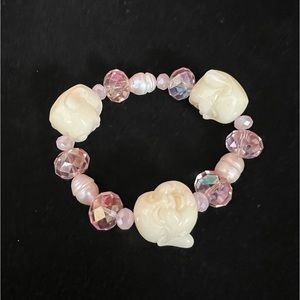 Happy Buddha Head and Pink Beaded Bracelet or Bundle 3/$30